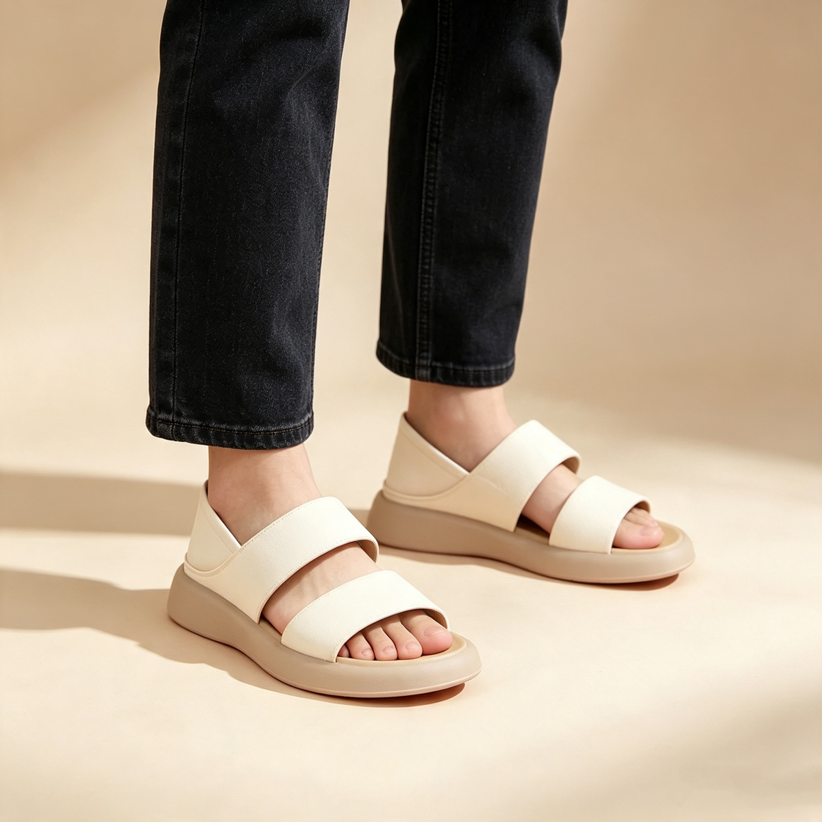 Women's Comfortable Soft Sole Platform Roman Sandals – Open Toe Non-Slip Casual Sandals