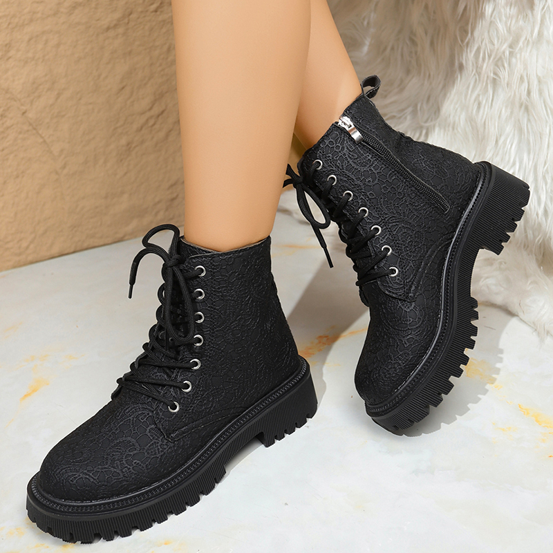 Women's Lace-Up Platform Ankle Boots