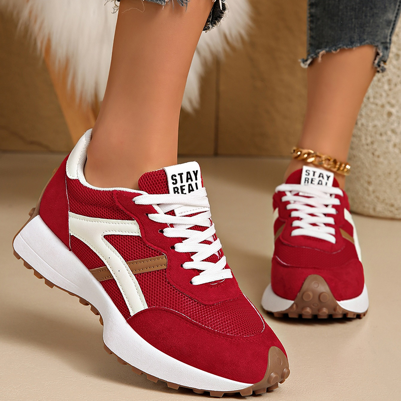 Women's Retro Color Block Mesh Sneakers
