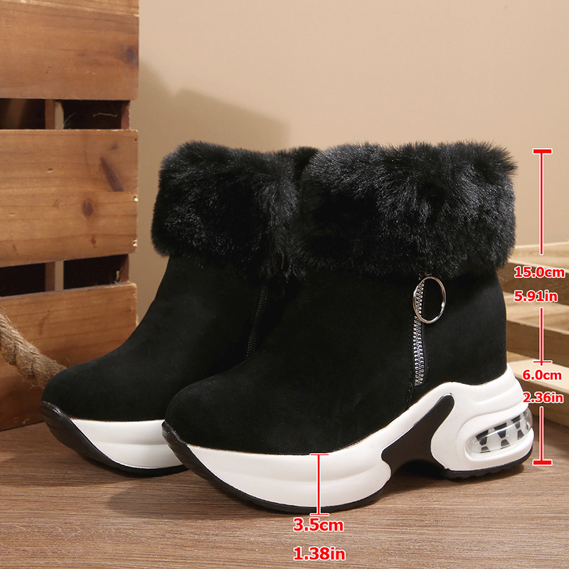 Women's Winter Plush Platform Snow Boots – Warm Side-Zip Ankle Boots