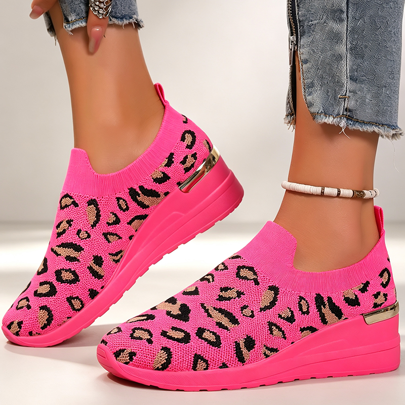 Women's Fly Knit Breathable Mesh Chunky Platform Casual Shoes