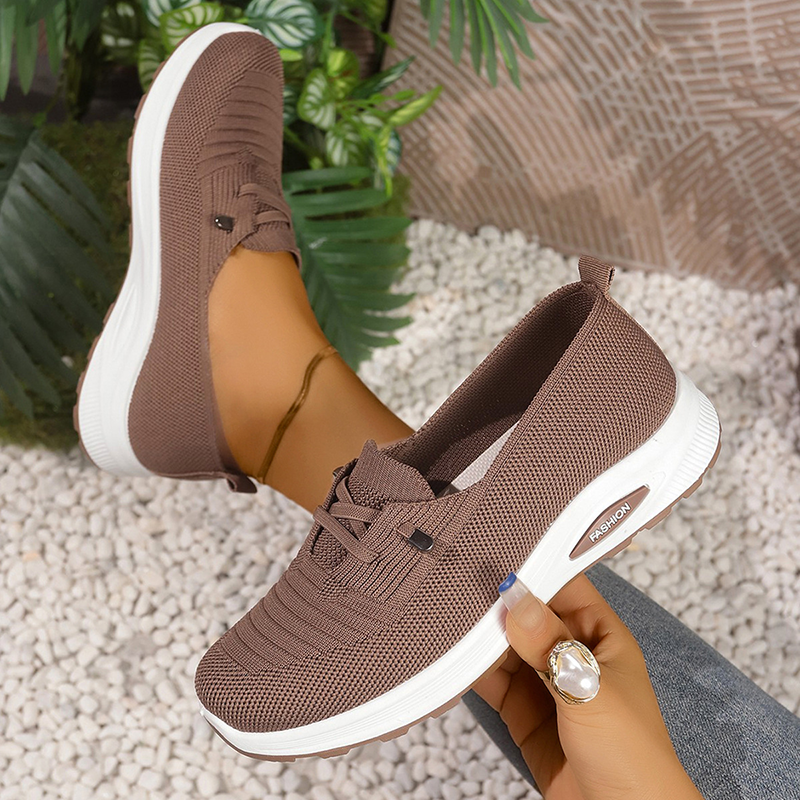 Women Knit Mesh Slip On Platform Walking Shoes