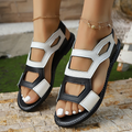 Women's Cut-Out Flat Sandals Open Toe Two-Tone Metallic Trim Casual Walking Sandals
