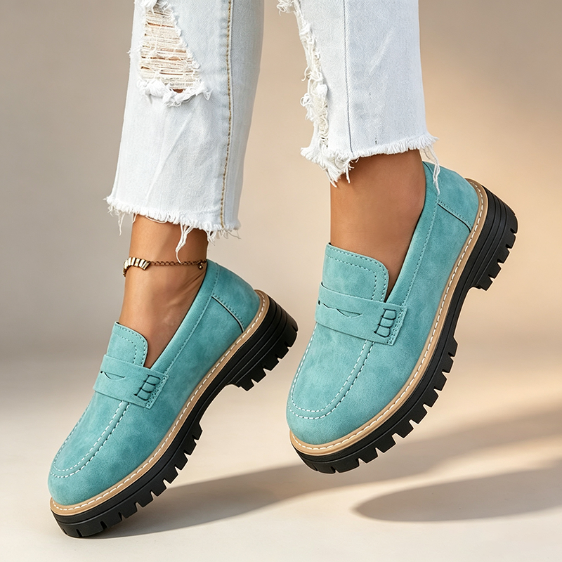 Women's platform slip-on shoes with block heels