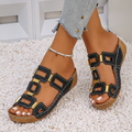 Women's Cut-out Wedge Sandals with Metal Accents