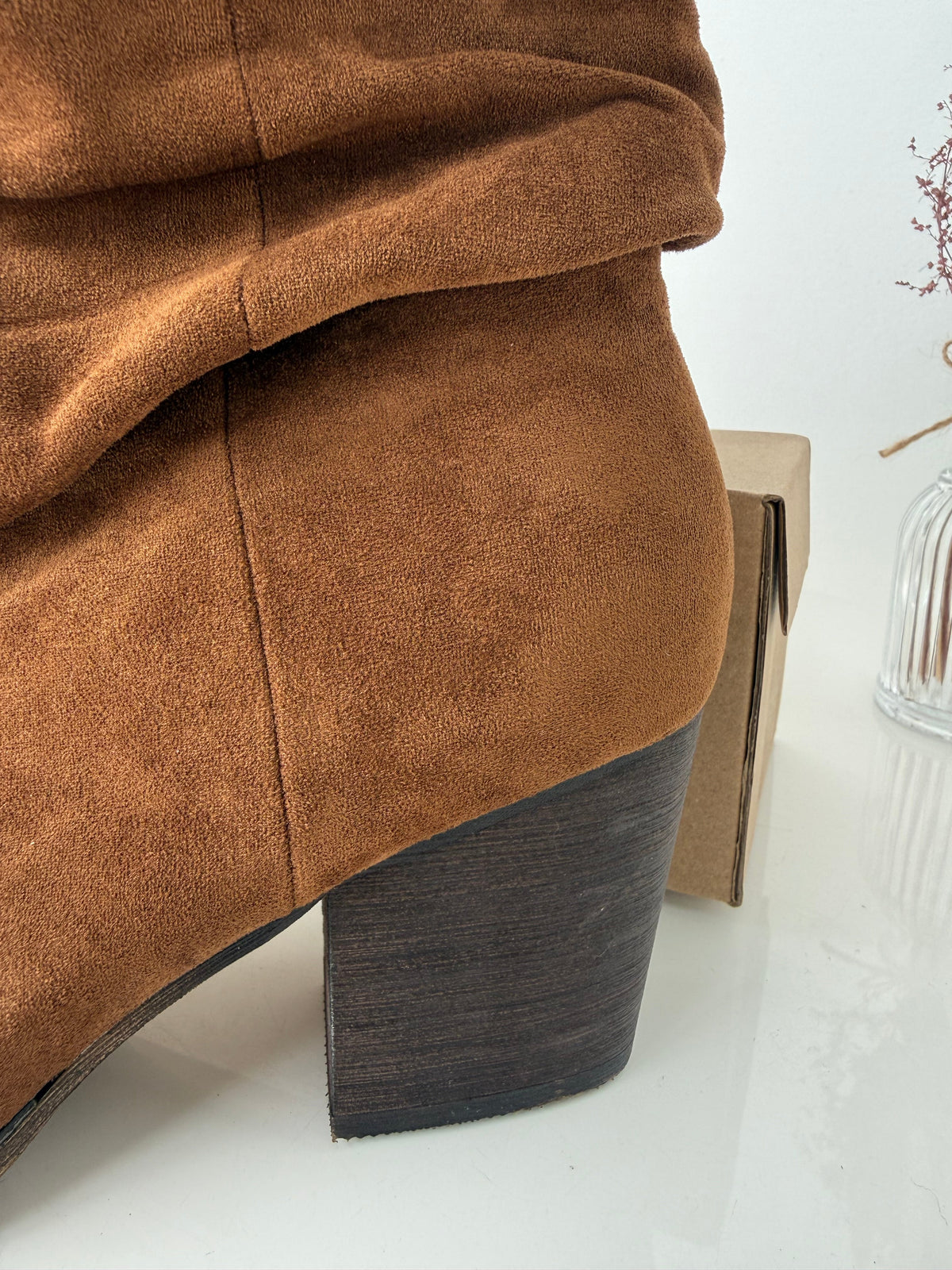 Women's Slouchy Block-Heel Boots – Brown