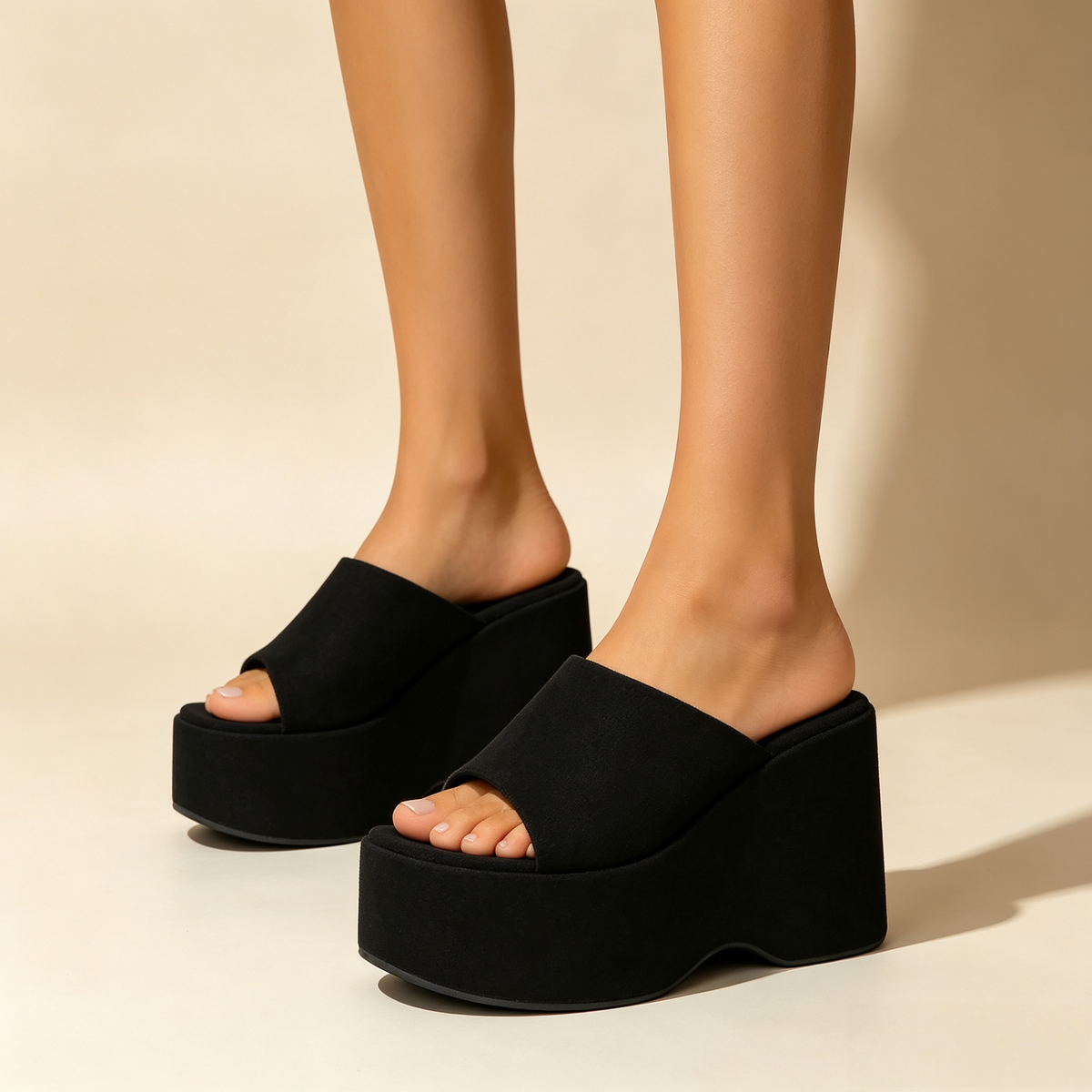 Women's 10cm Clear Strap Platform Wedge Sandals