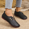 Classic Button Strap Comfort Flats – Casual Slip-On Loafers for Women