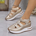 Women Platform Velcro Sandals Chunky Sole Cutout Comfort Casual Shoes