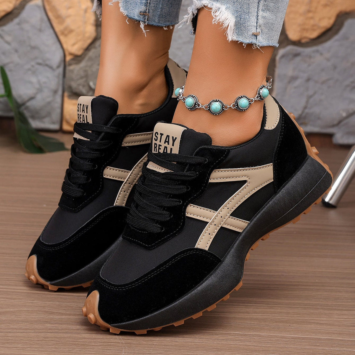 Women's Chunky Platform Sneakers – 3.5CM Thick Sole Casual Lace-Up Shoes