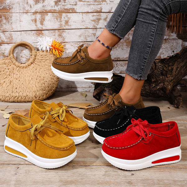 Women's Suede Lace-Up Platform Loafers