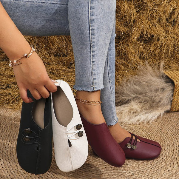 Women's Button-Strap Slip-On Flats