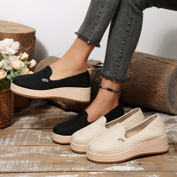 Women's Knit Platform Slip-On Wedge Loafers