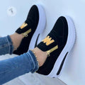 Women's Slip-On Platform Sneakers with Zipper & Metallic Accent - Casual Wedge Shoes