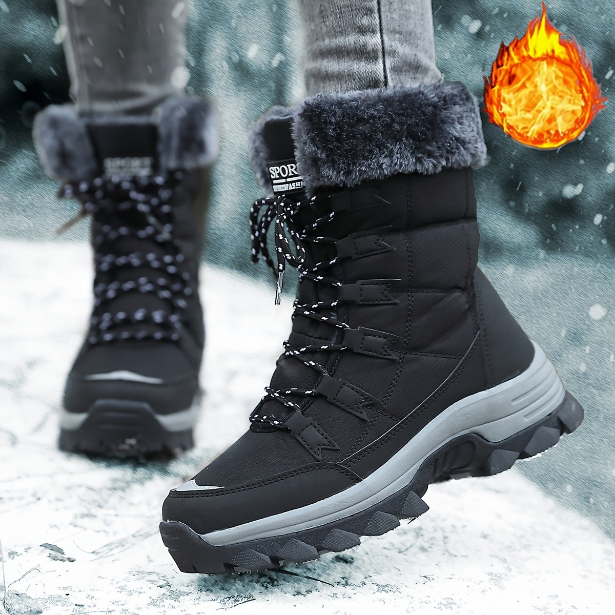 Women's Waterproof Fur-Lined Winter Snow Boots