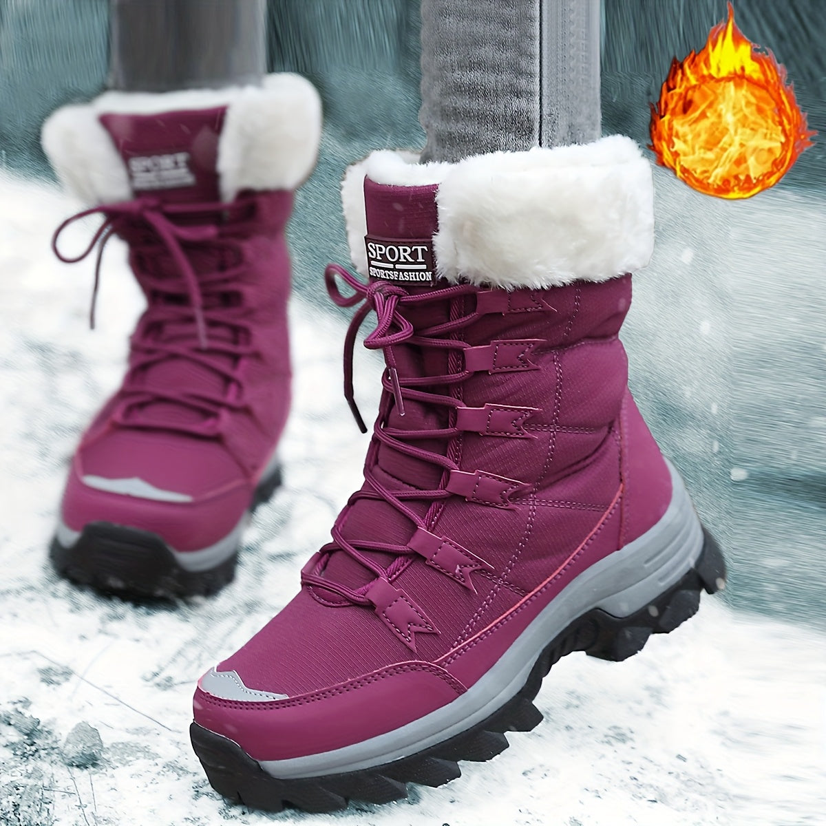 Women's Waterproof Fur-Lined Winter Snow Boots