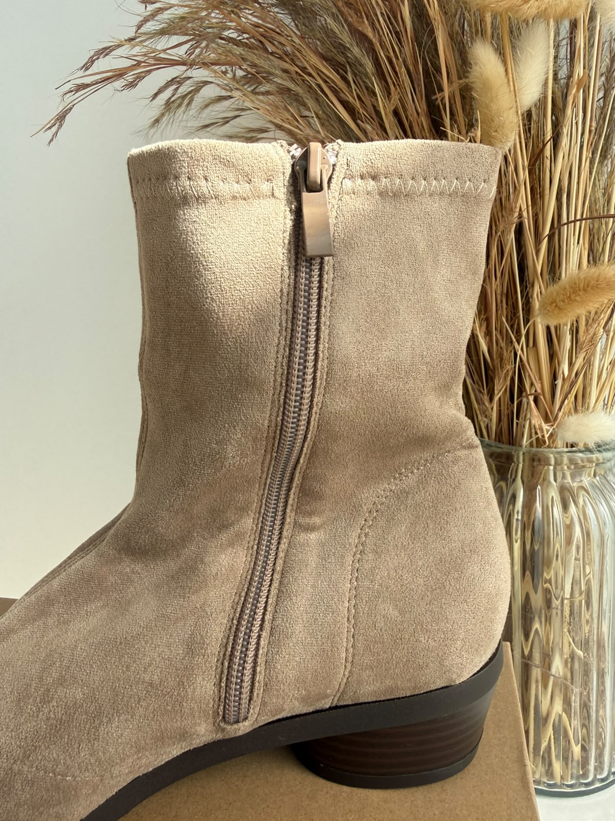 Women's Stretch Sock Ankle Boots with Studded Sole – Beige