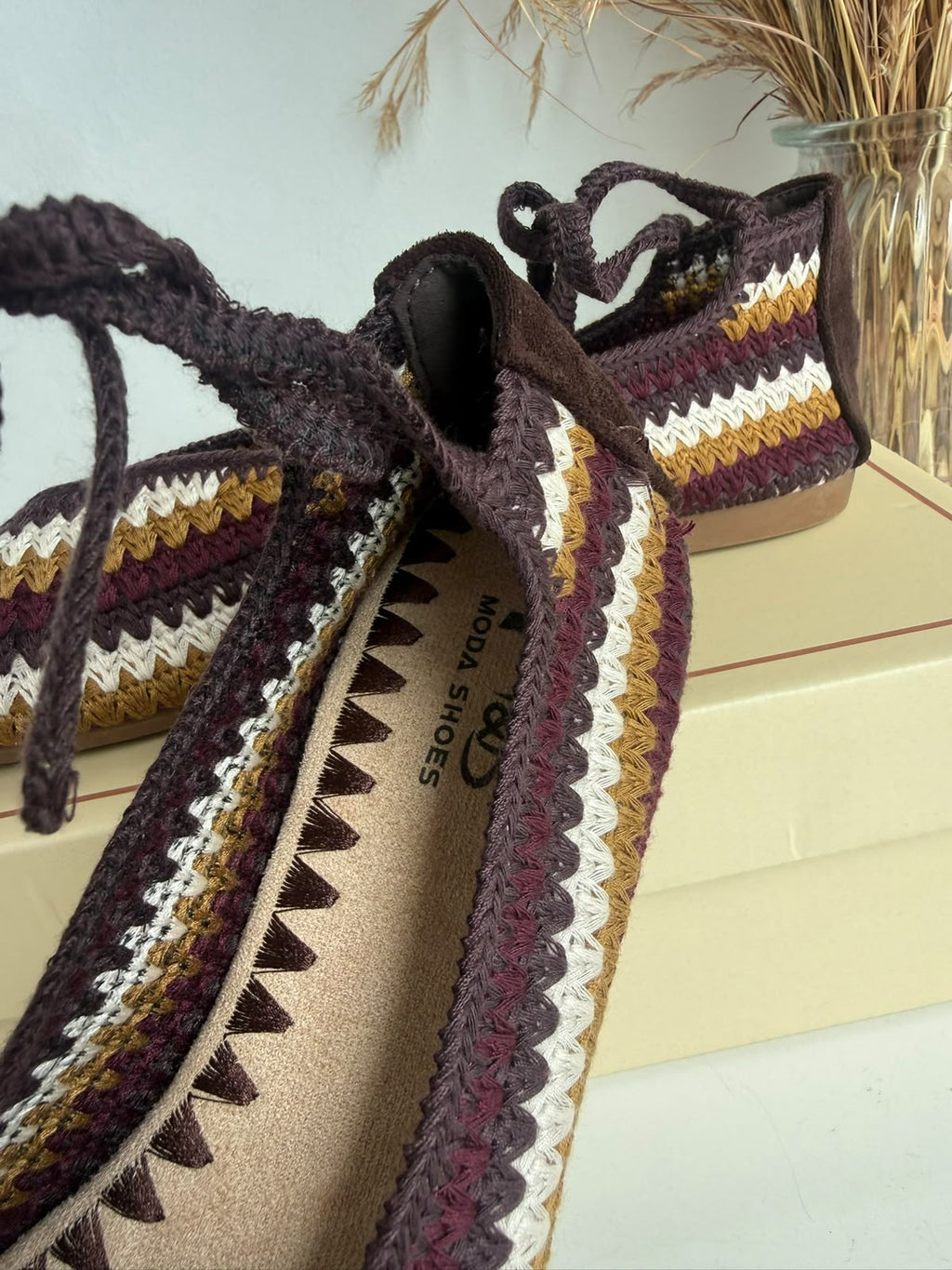 Women's Woven Striped Ballet Flats – Multicolor