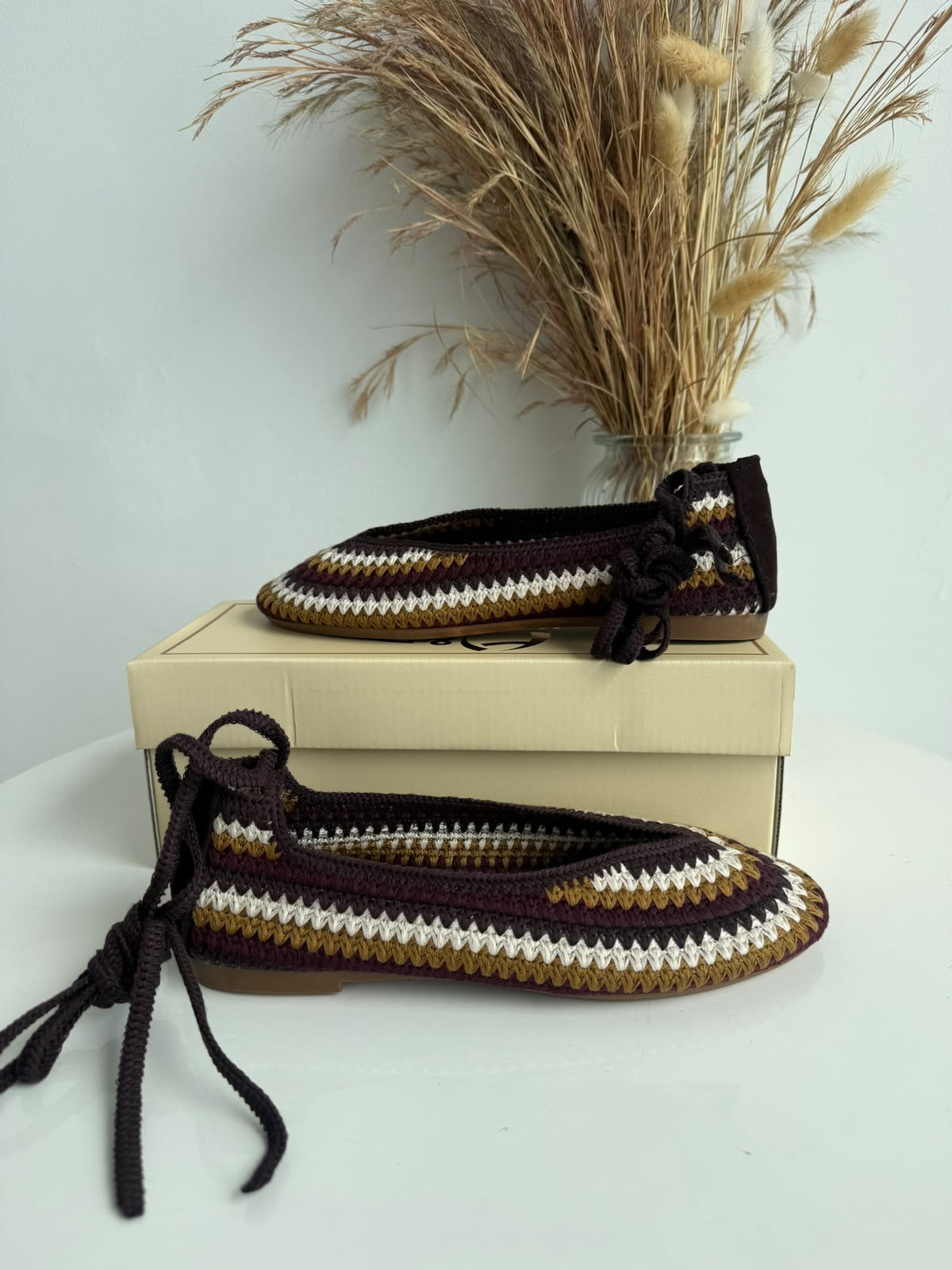 Women's Woven Striped Ballet Flats – Multicolor