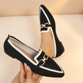 Women's Breathable Low-Cut Knitted Loafers with Pointed Toe and Metal Buckle