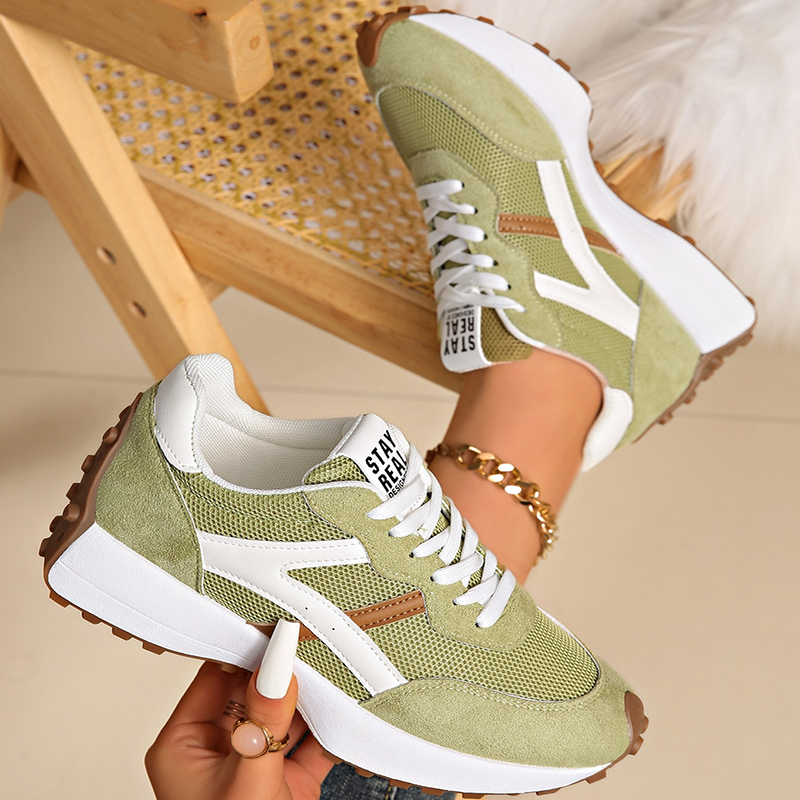 Women's Retro Color Block Mesh Sneakers