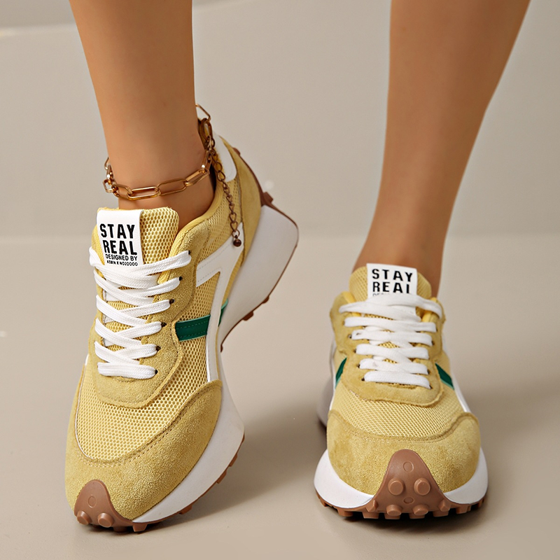 Women's Retro Color Block Mesh Sneakers