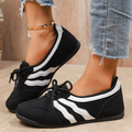 Women's Lace‑Up Contrast Striped Flat Casual Sneakers