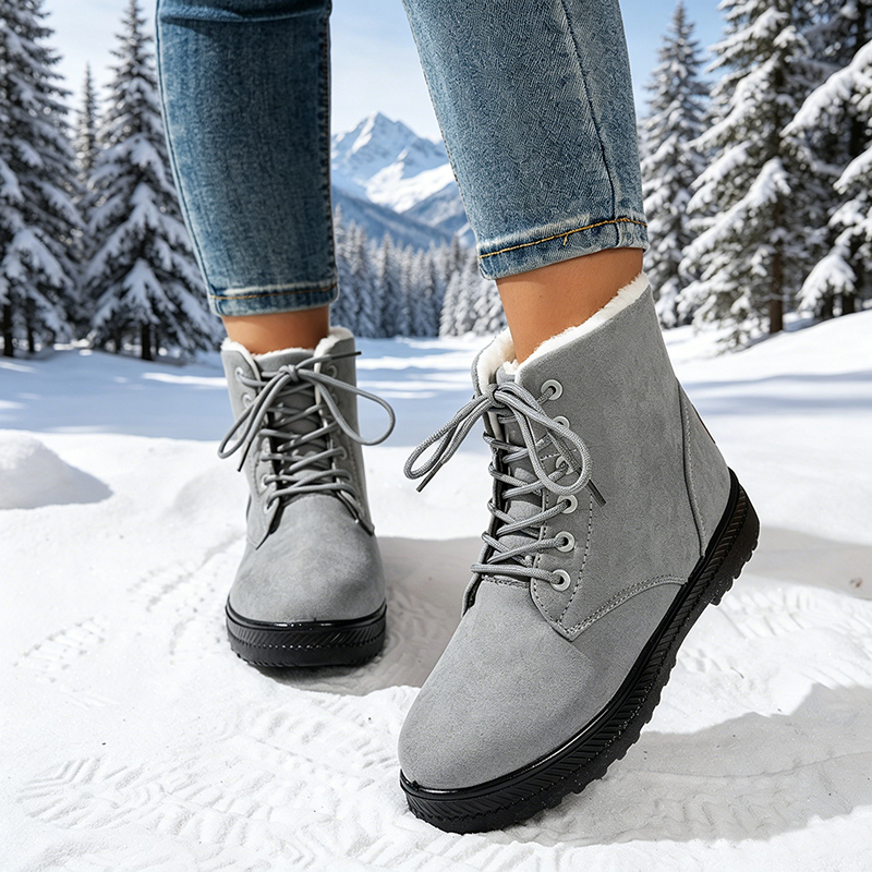 Women's fleece-lined lace-up ankle boots