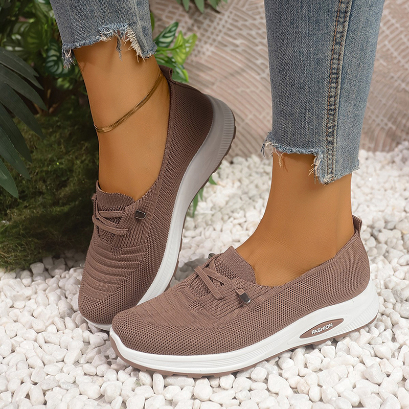Women Knit Mesh Slip On Platform Walking Shoes