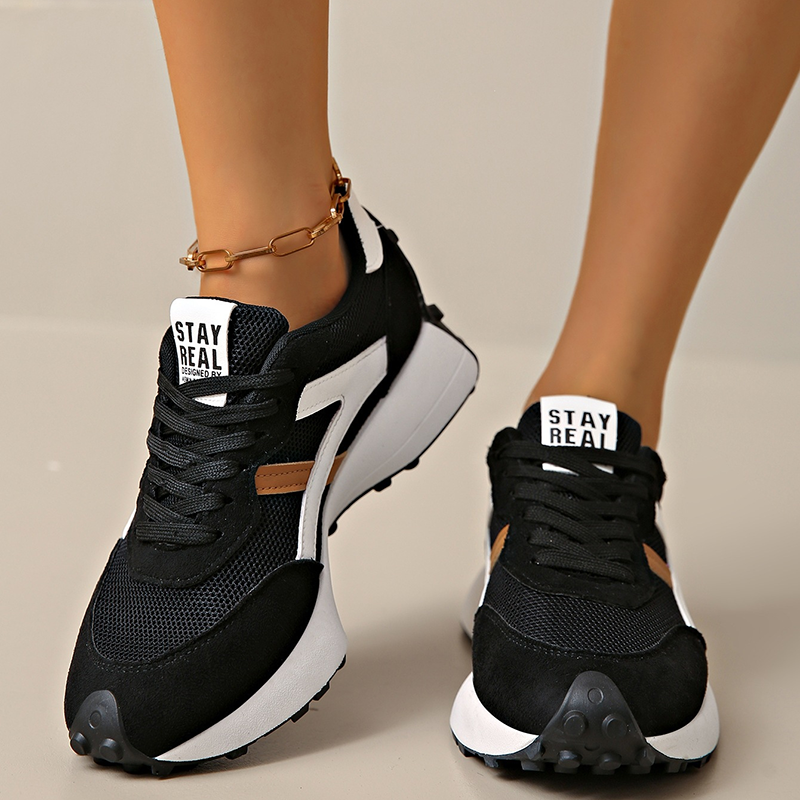Women's Retro Color Block Mesh Sneakers