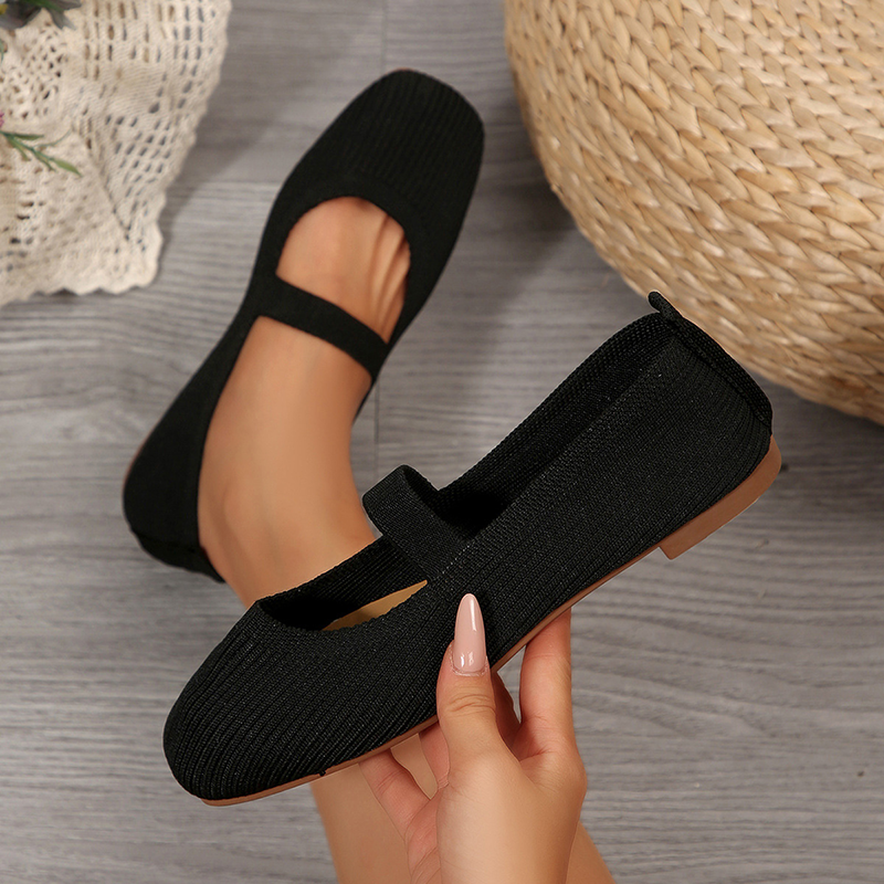 Women's Square-Toe Low-Cut Knitted Flats