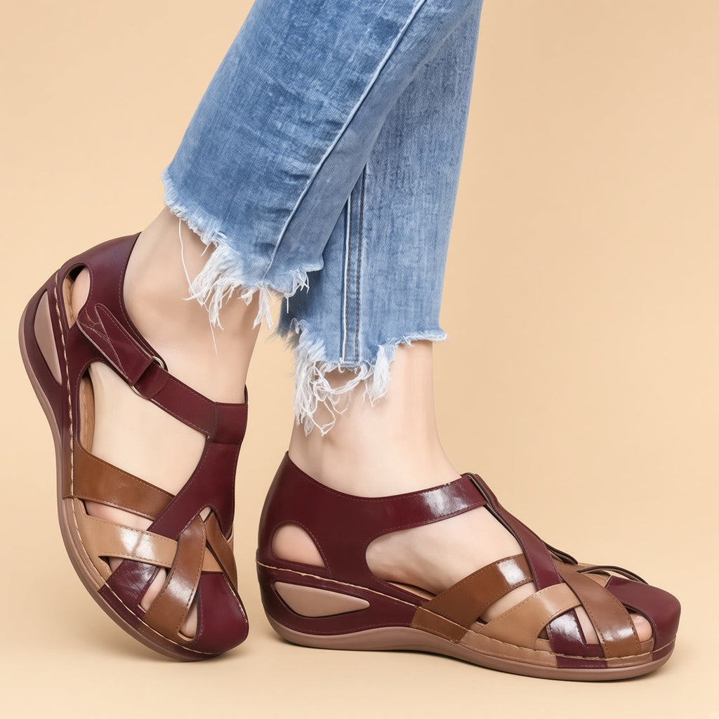 Women's Color-Block Closed-Toe Crisscross Strap Sandals