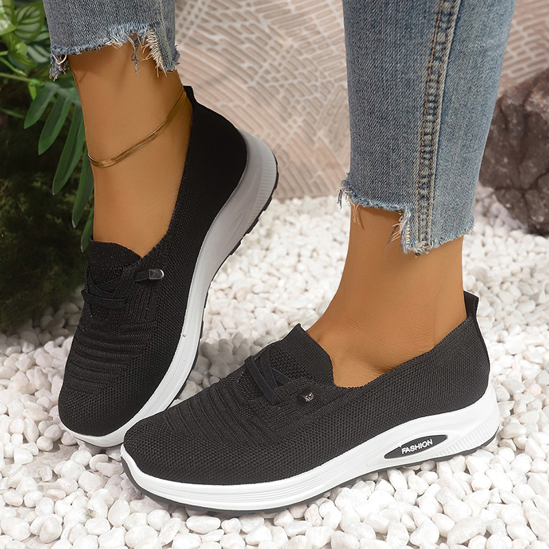 Women Knit Mesh Slip On Platform Walking Shoes