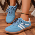 Women's Retro Striped Lace-Up Casual Flats