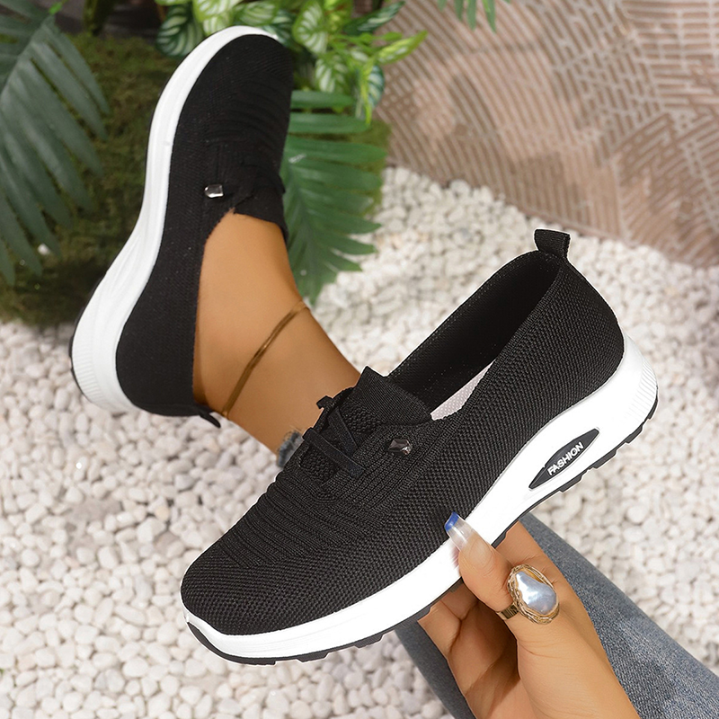 Women Knit Mesh Slip On Platform Walking Shoes
