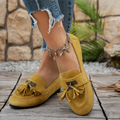 Women's Casual Loafers with Tassels and Vintage Metal Buckle