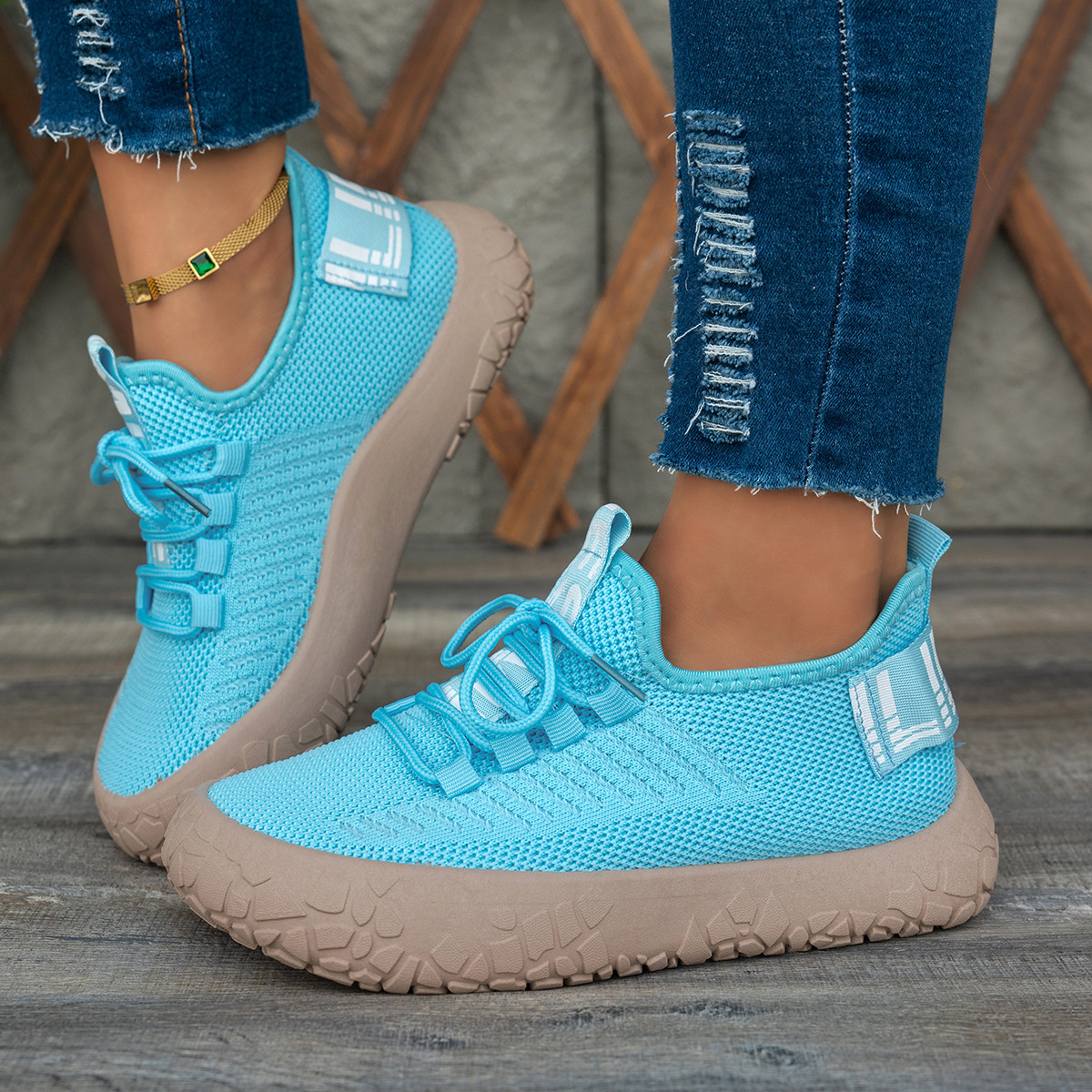 Women's Stretch Knit Lace-Up Sneakers