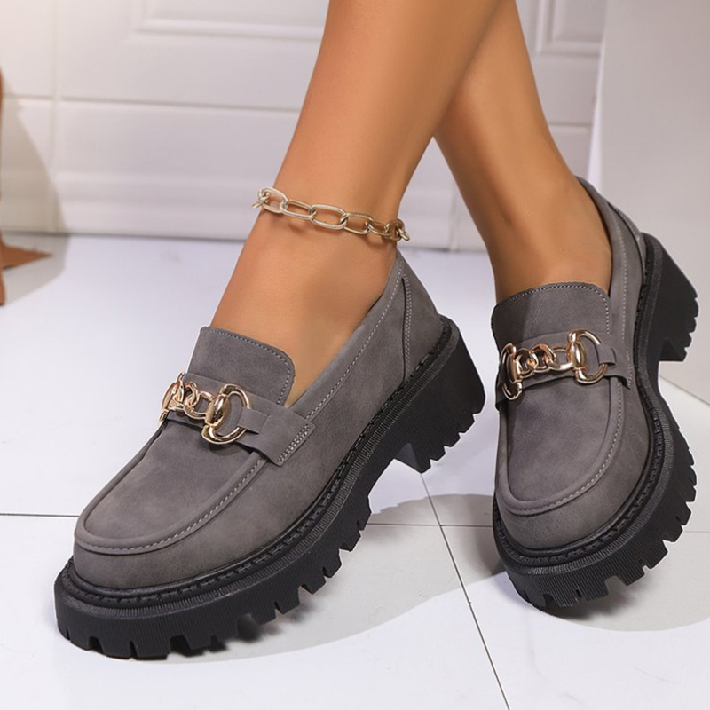 Chain Decor Chunky Platform Loafers for Women