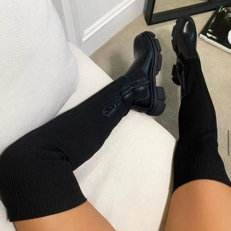 Women's stretch knit over-the-knee boots