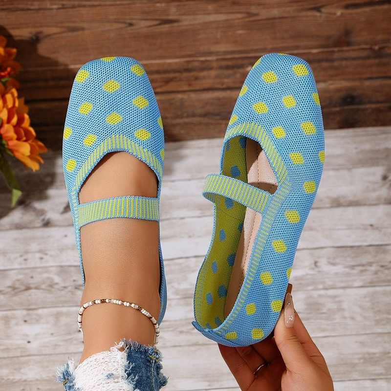 Polka Dot Knit Mary Jane Flats