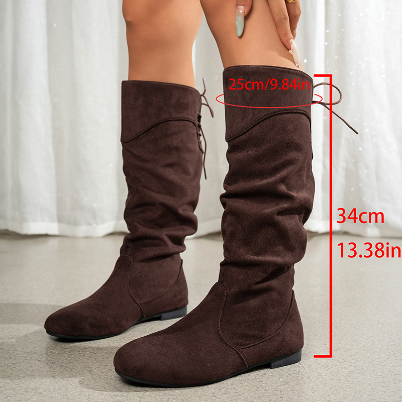 Casual Back Lace-Up Slouch Tall Boots