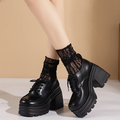 Women's Retro Lace-Up Block-Heel Platform Shoes