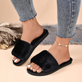 Minimalist fluffy plush slippers