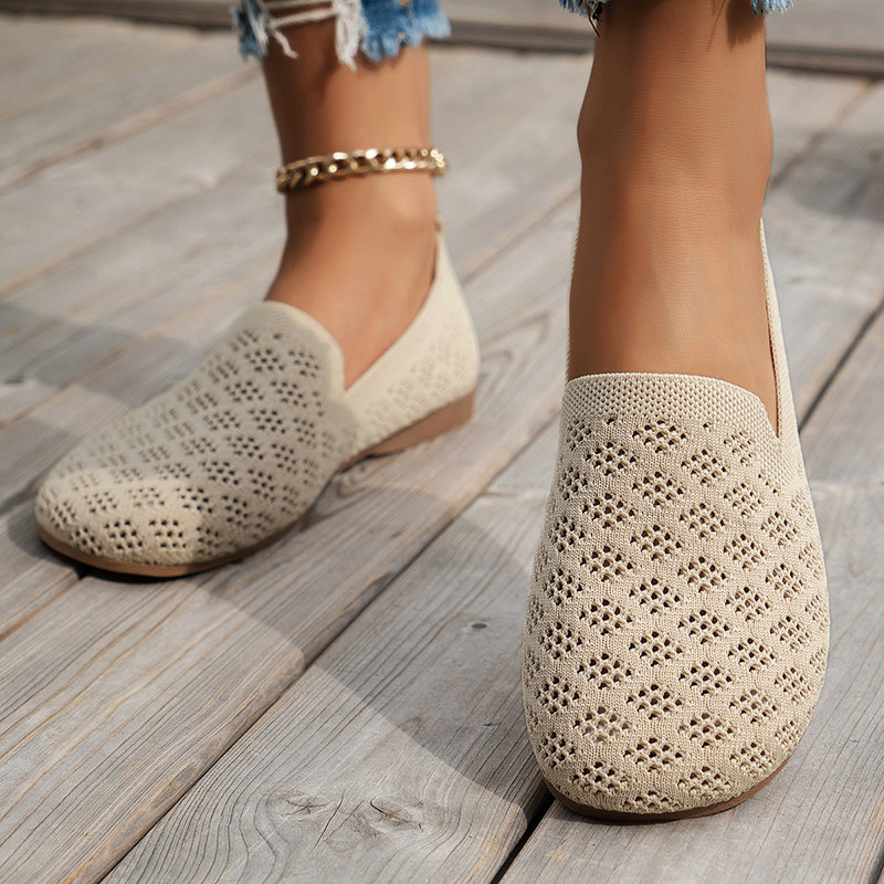 Women's Hollow Knit Breathable Slip-On Flat Loafers