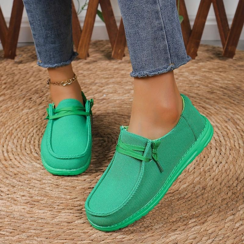 Women Mesh Lace Up Slip-On Casual Loafers