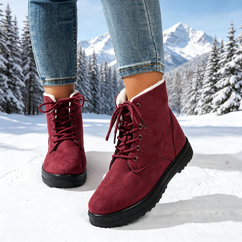 Women's fleece-lined lace-up ankle boots