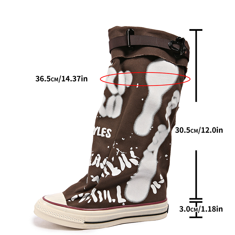 Women's Graffiti-Print Foldable Canvas Mid-Calf Boots