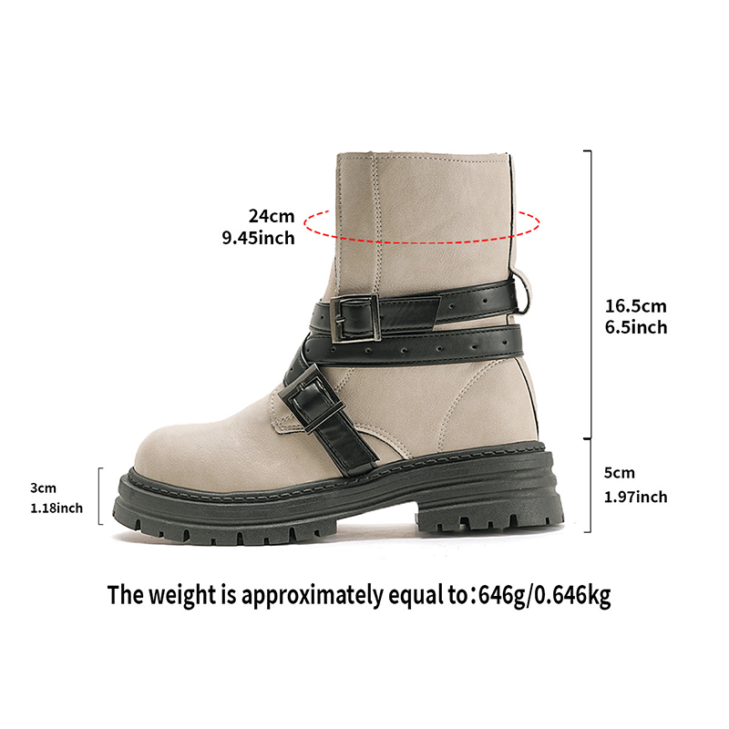 Women's Retro Buckle-Strap Platform Boots