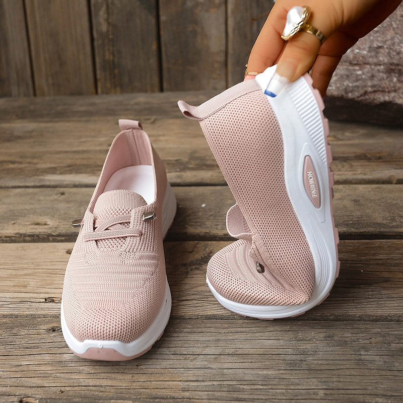 Women Knit Mesh Slip On Platform Walking Shoes