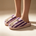 Women's Cute Leopard Print Embroidered Plush Slippers